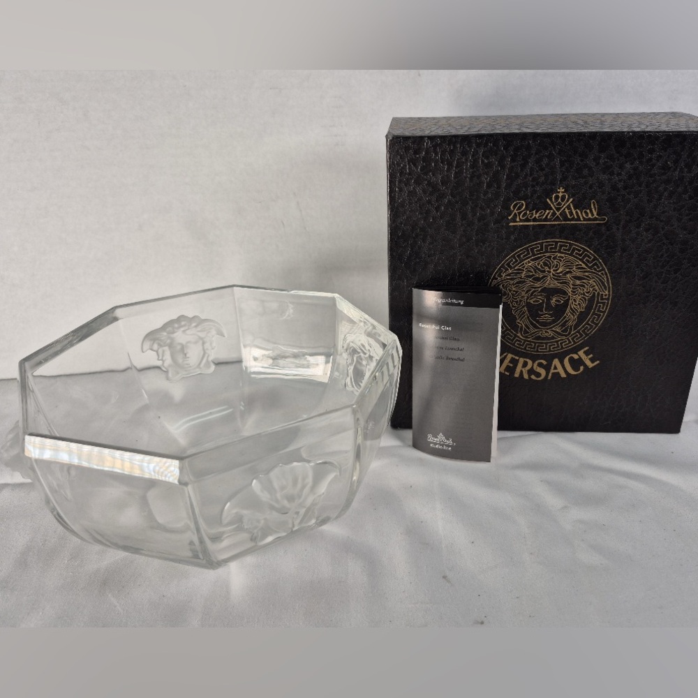 Versace Rosenthal Medusa Crystal Bowl with Original Box. 18cm